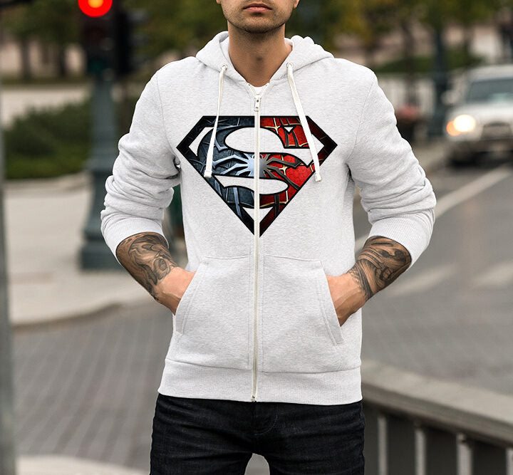 Graphic Design Printed Zipper Hoodie For Men SUPER SPIDEMAN